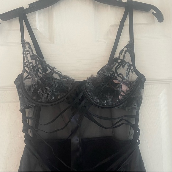 New! Victorias Secret Shimmer Heart Embroidery Strappy Satin Slip 20006 - Picture 7 of 10